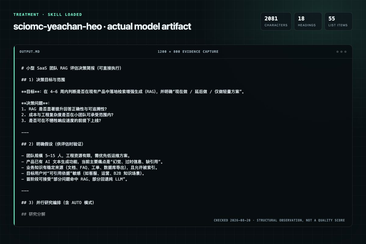 Screenshot of the actual model output for sciomc with the Skill