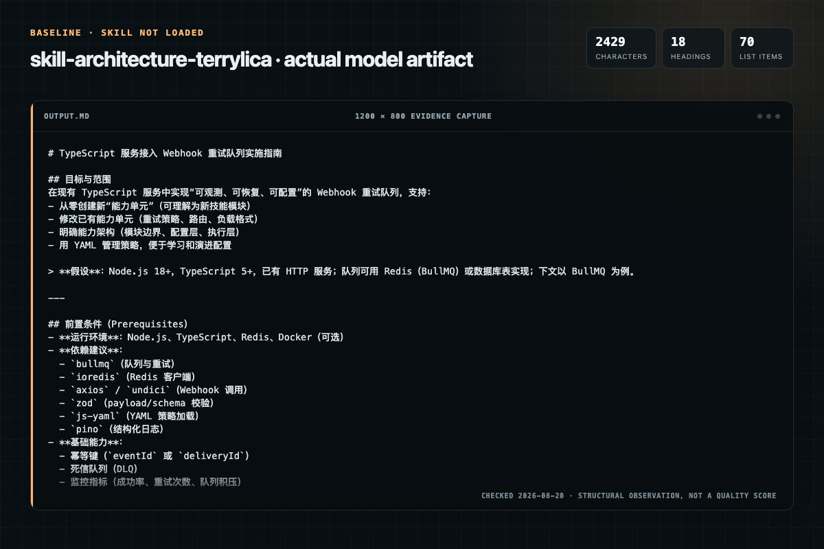 Screenshot of the actual model output for skill-architecture without the Skill
